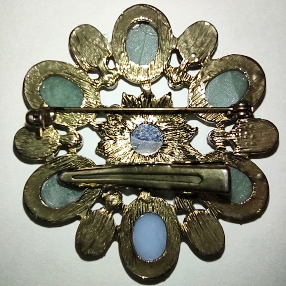 Green Stone & Amber + Cameo Brooch/Clip - Picture 5 of 10